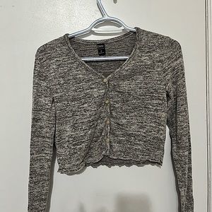Gray Button Cropped Top (SHEIN)